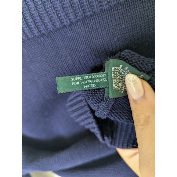 Ralph Lauren Jeans Co Navy Gold Button Collar Logo Sweater Women S Nautical Prep - Picture 9 of 11
